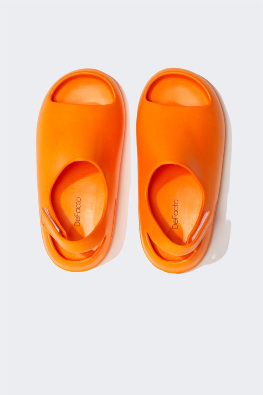 FILLES Orange Sandales à semelle plate et velcro pour fille