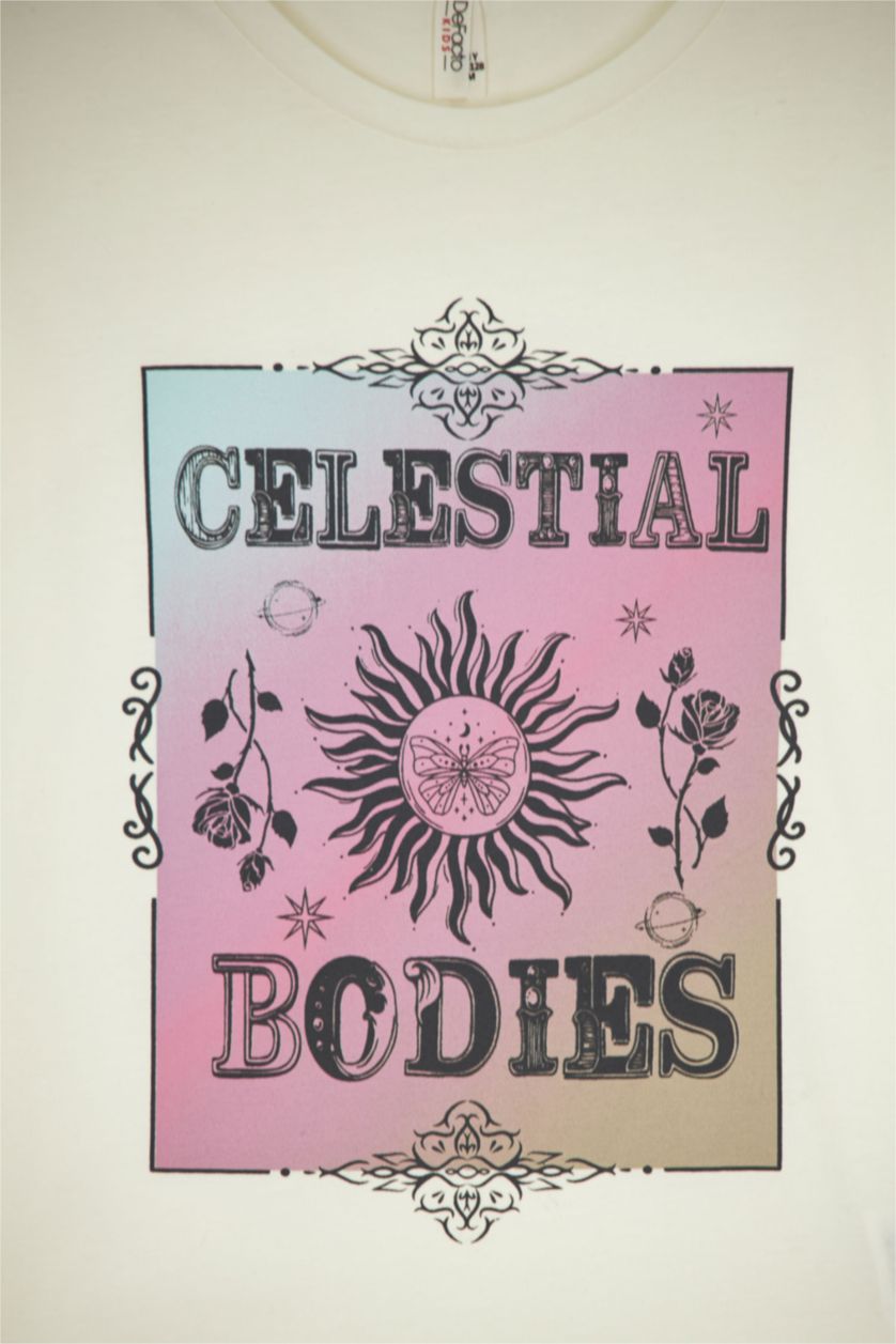 FILLES Beige T-shirt imprimé à manches courtes pour fille