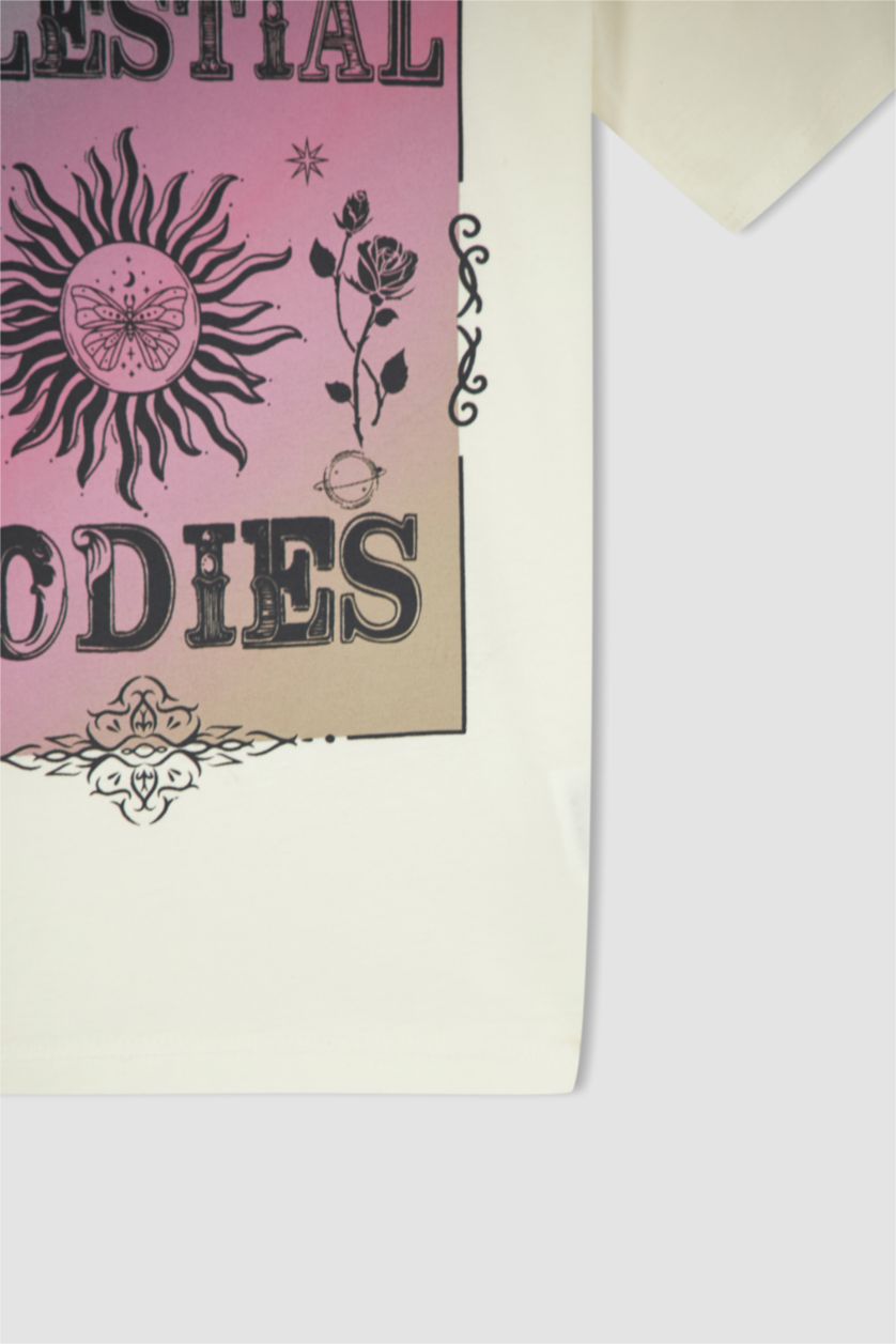 FILLES Beige T-shirt imprimé à manches courtes pour fille