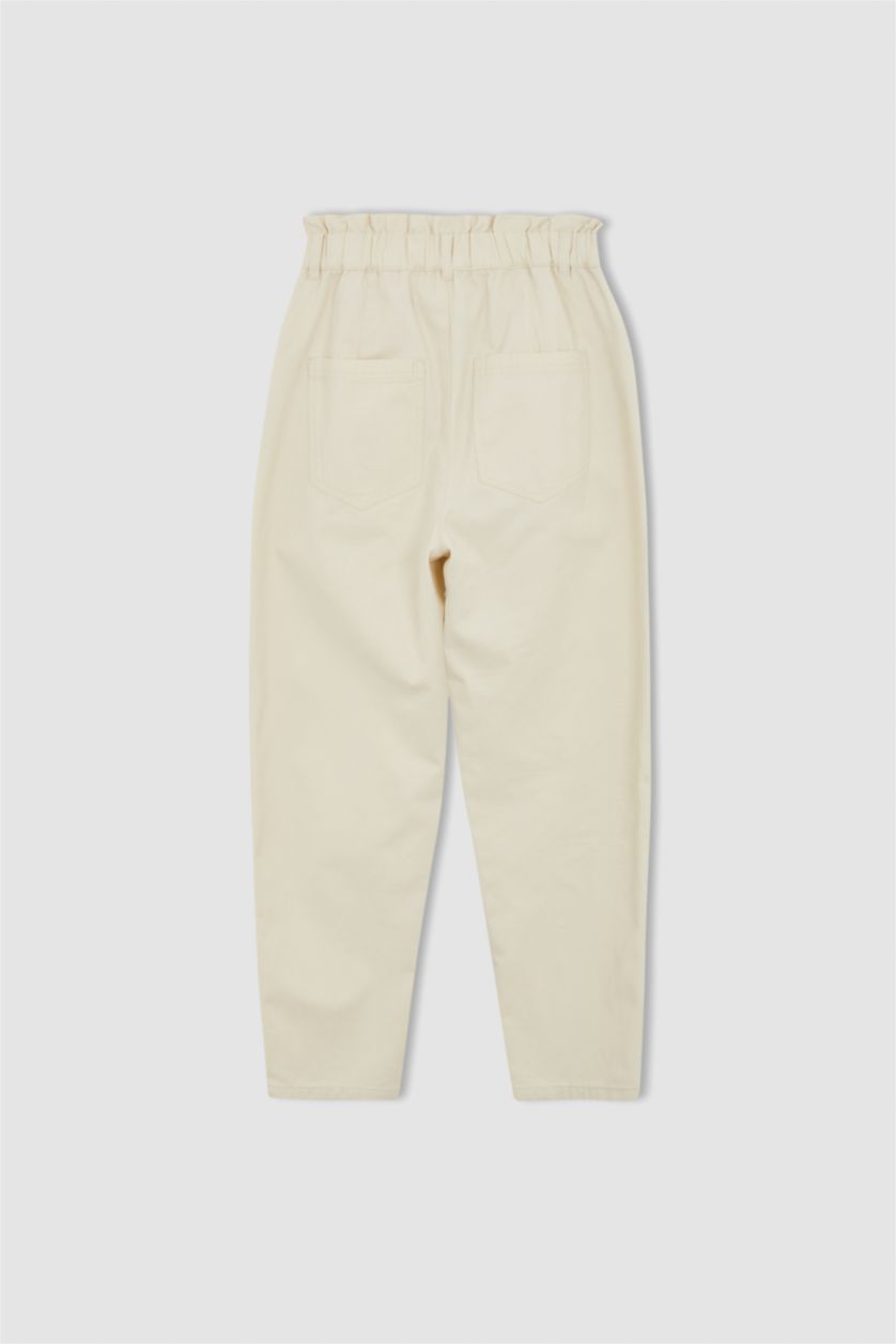 Woman Beige Coool Regular Fit Wide Leg Twill Trousers