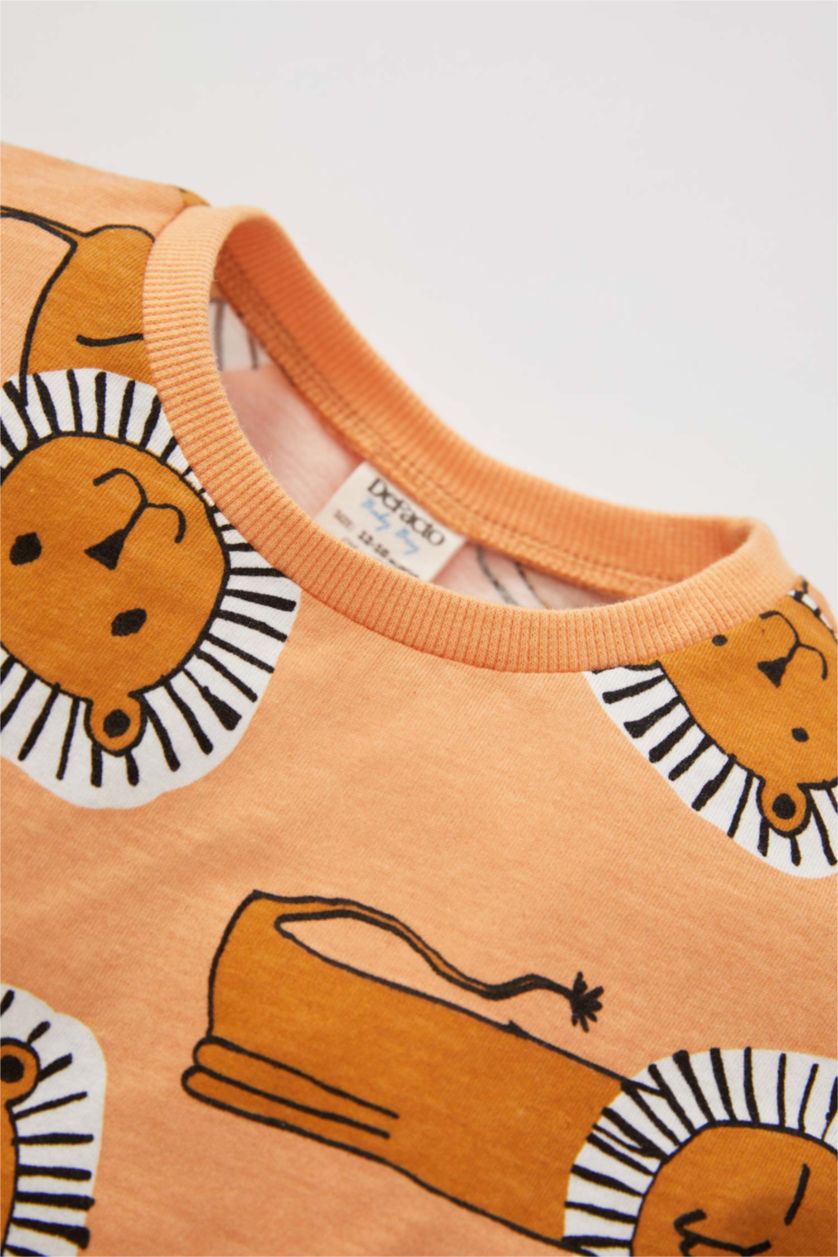 مولود ذكر سيموني تيشيرت ولادي قطن نص كم بنمط أسد