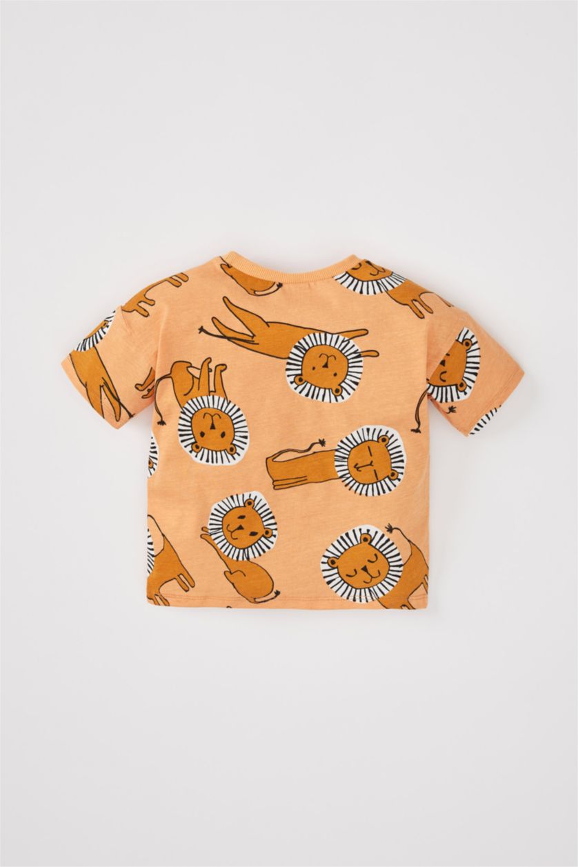 مولود ذكر سيموني تيشيرت ولادي قطن نص كم بنمط أسد