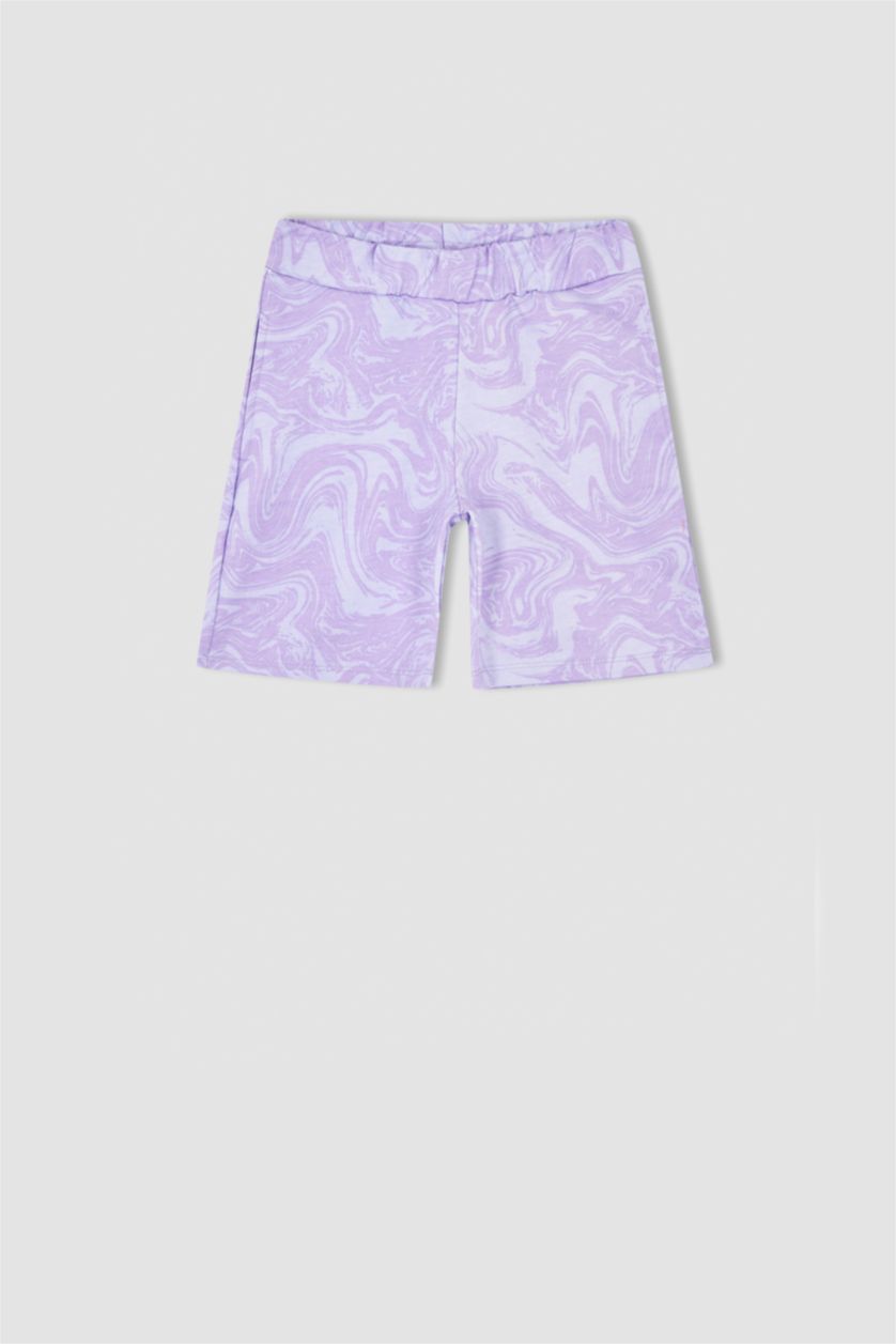 FILLES Violet Clair Ensemble En Tricot Tissu Sweat Fin Col rond Manche Courte 2 Fille