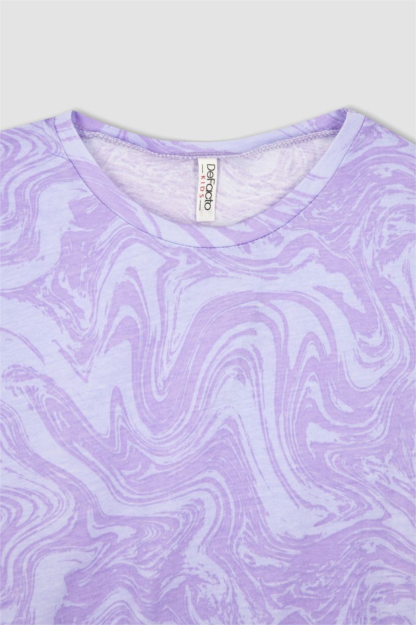 FILLES Violet Clair Ensemble En Tricot Tissu Sweat Fin Col rond Manche Courte 2 Fille