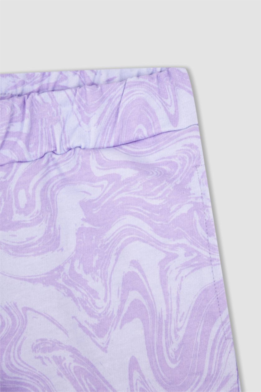 FILLES Violet Clair Ensemble En Tricot Tissu Sweat Fin Col rond Manche Courte 2 Fille