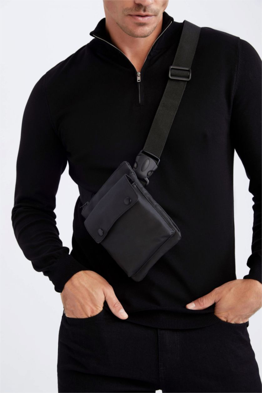HOMME Noir Grand sac à bandoulière pour homme