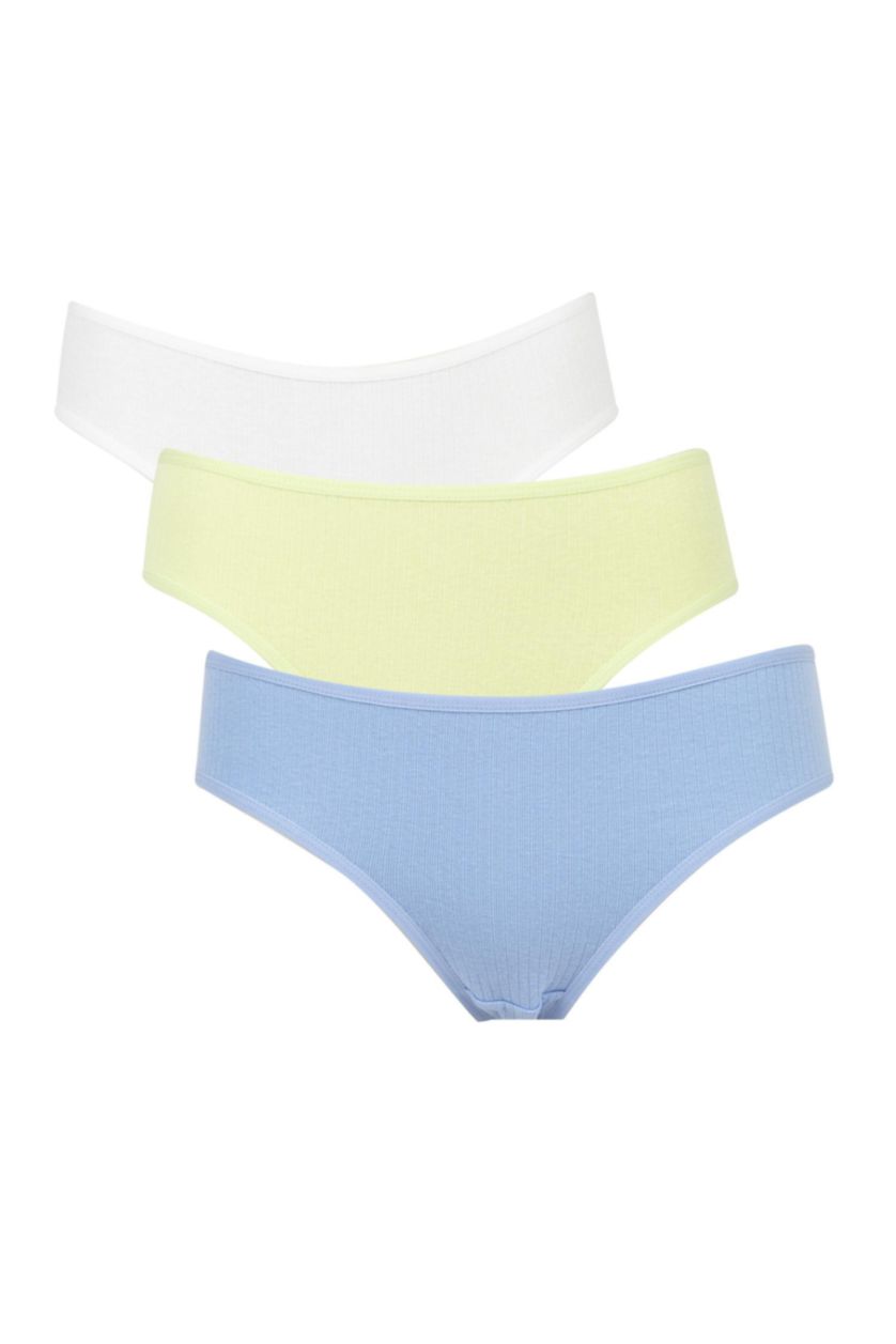 Woman Blue Fall in Love Ribbed 3 Pack Slip Panties