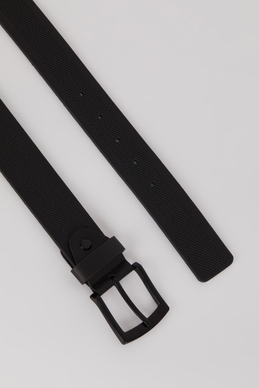 Erkek Siyah Erkek Dikdörtgen Toka Suni Deri Jean Kemeri