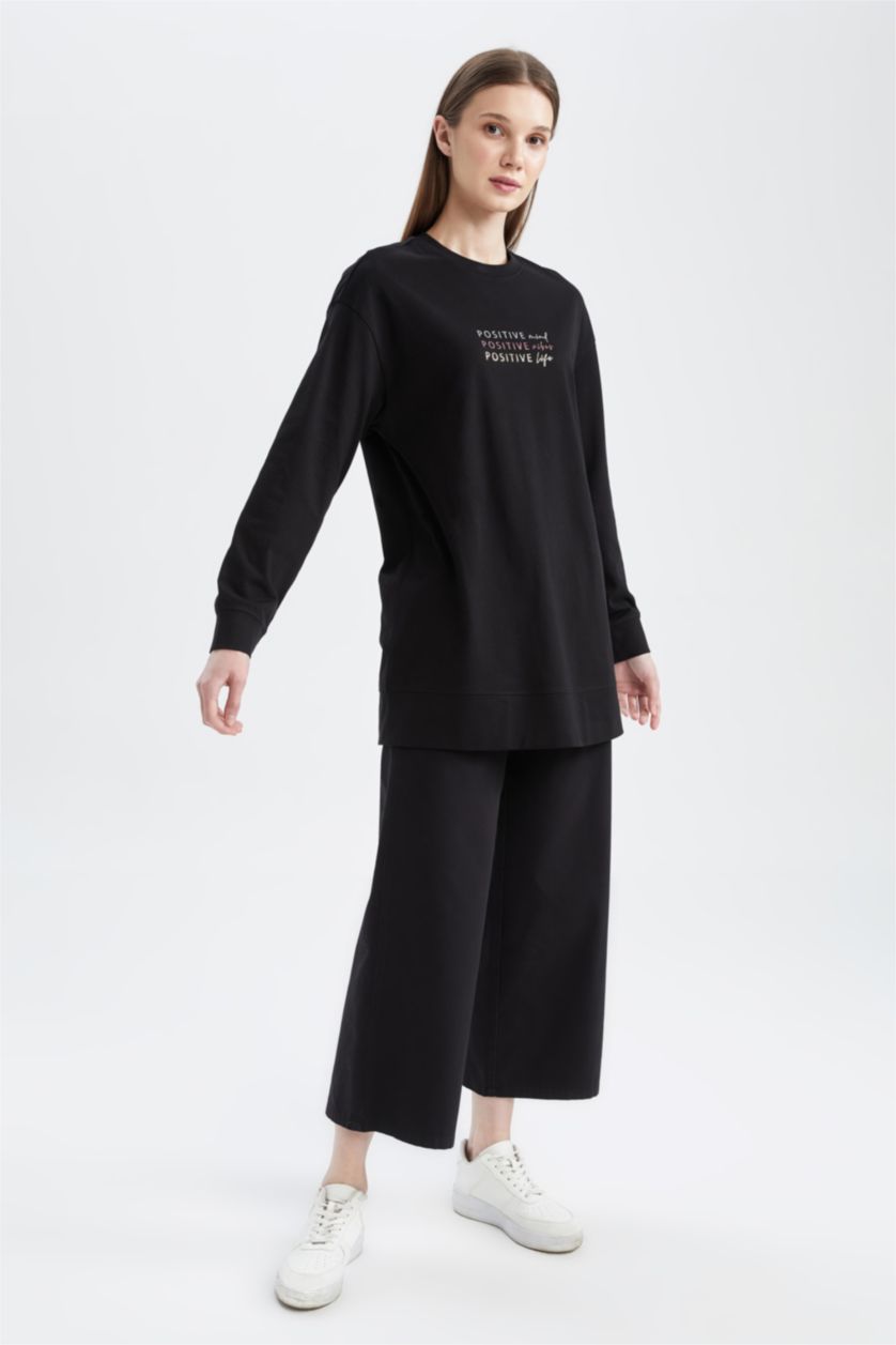 FEMME Noir Pantalon coupe classique en gabardine