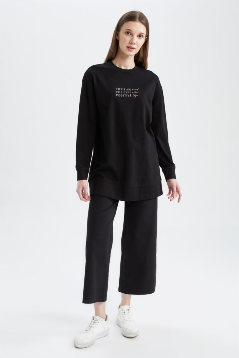 FEMME Noir Pantalon coupe classique en gabardine