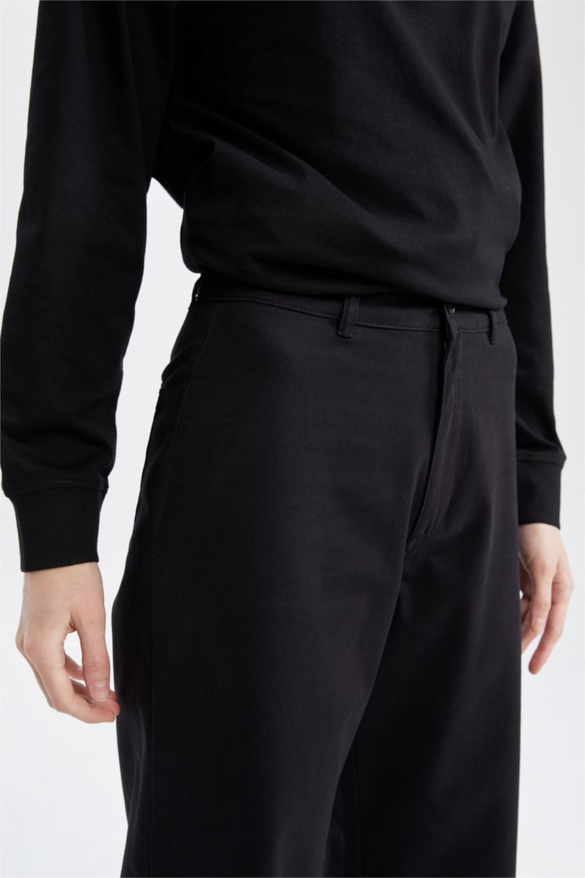 FEMME Noir Pantalon coupe classique en gabardine