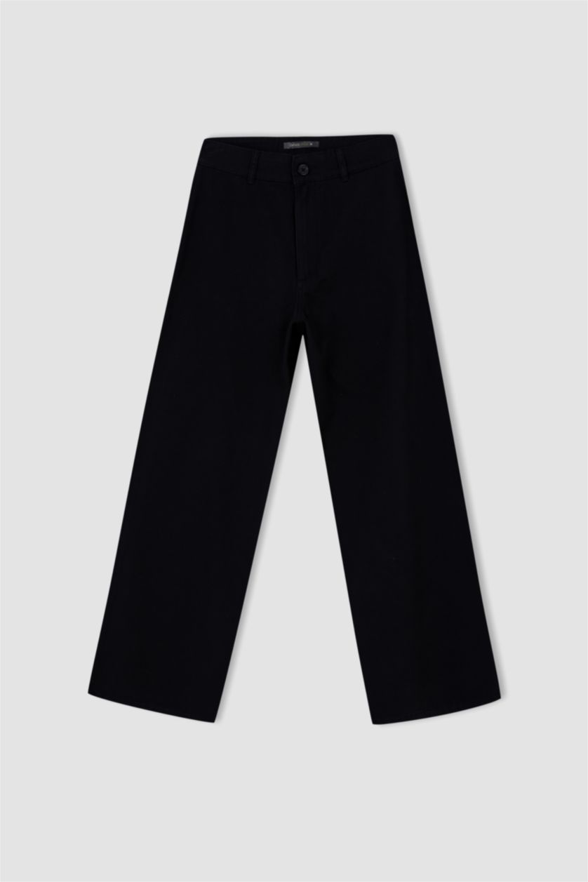 FEMME Noir Pantalon coupe classique en gabardine