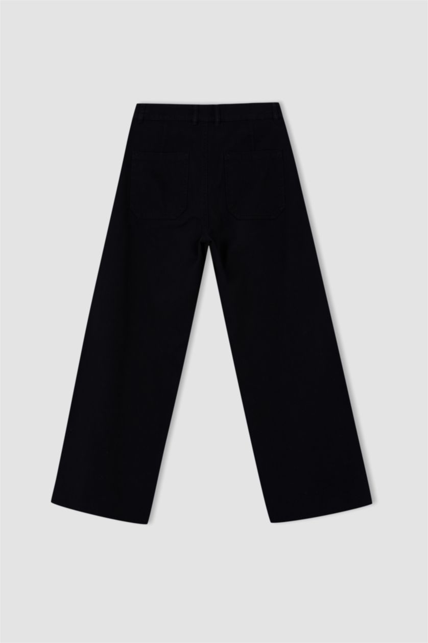 FEMME Noir Pantalon coupe classique en gabardine