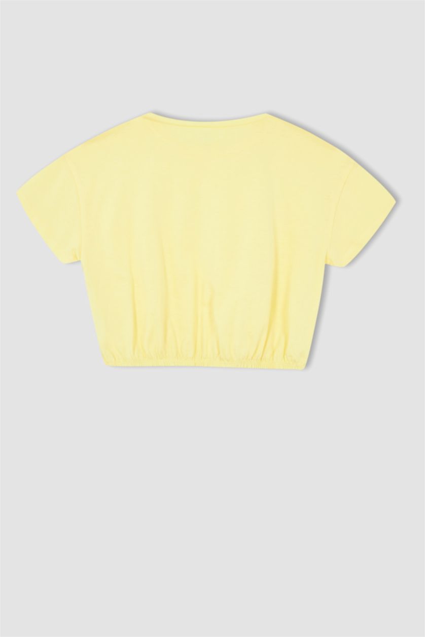 FILLES Jaune Ensemble En Tricot Col rond Manche Courte 2 Fille