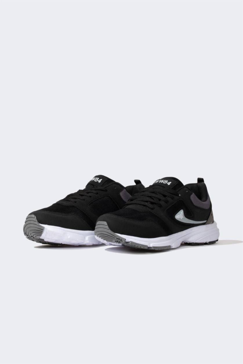 WOMAN Black Women Wonder Woman Thick Sole Lace-up Faux Leather Sneakers