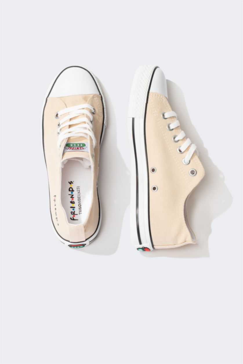 Kadın Bej Kadın Frıends Bağcıklı Bez Ayakkabı