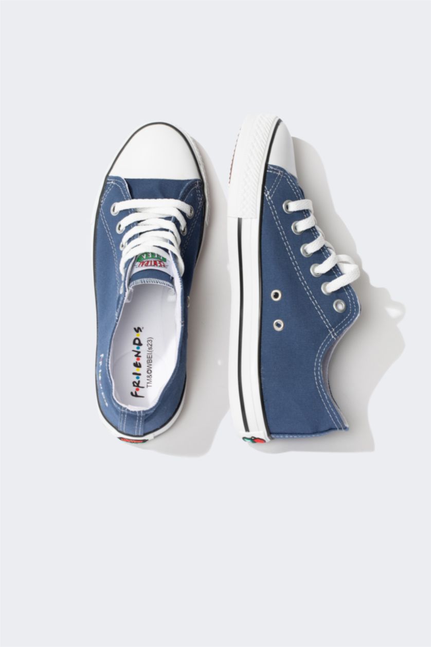 نساء أزرق حذاء قماش كتان برباط