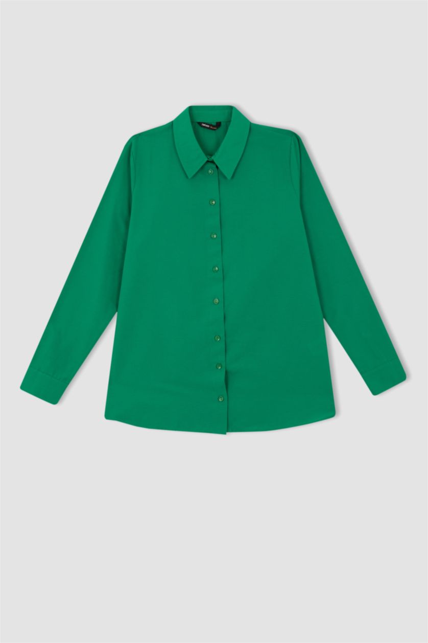 FEMME Vert Chemises à manches longues Popeline Col De Chemise