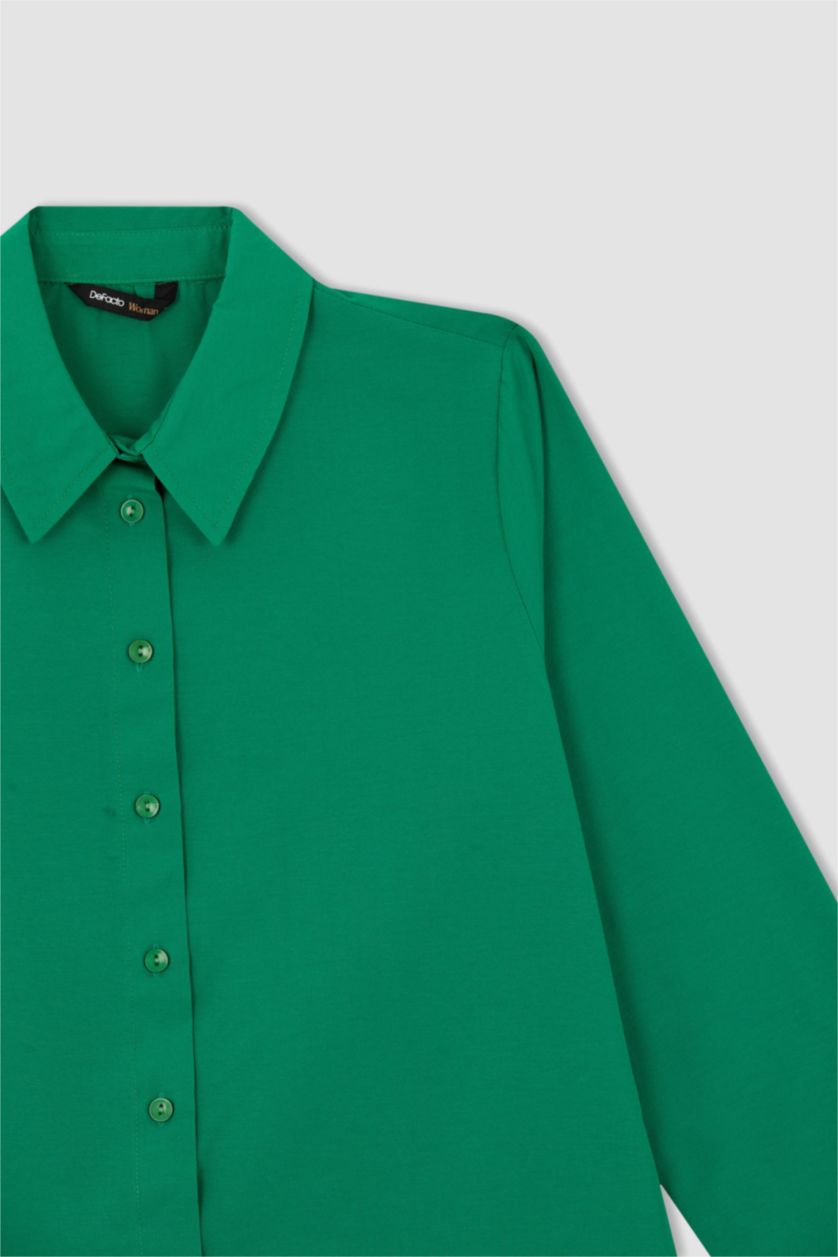 FEMME Vert Chemises à manches longues Popeline Col De Chemise