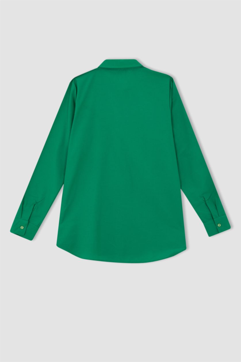 FEMME Vert Chemises à manches longues Popeline Col De Chemise