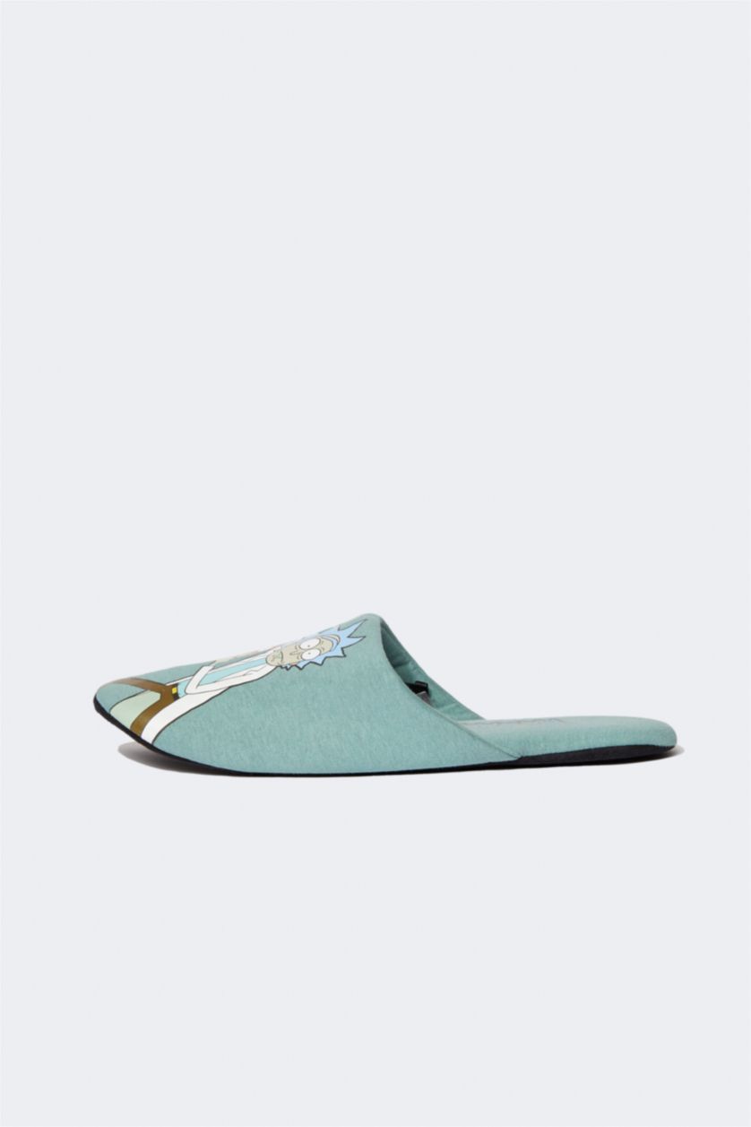 MAN Green Rick And Morty Print Teddy Home Slippers