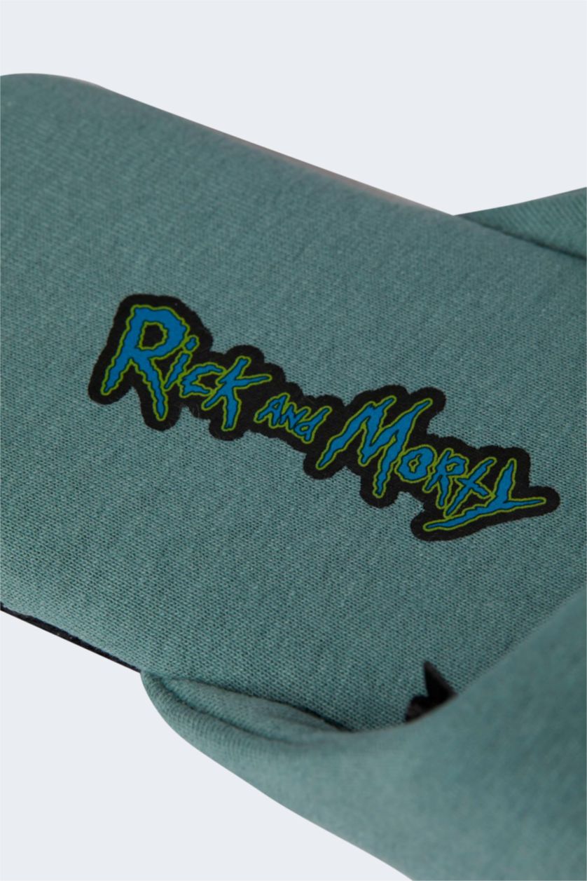 MAN Green Rick And Morty Print Teddy Home Slippers