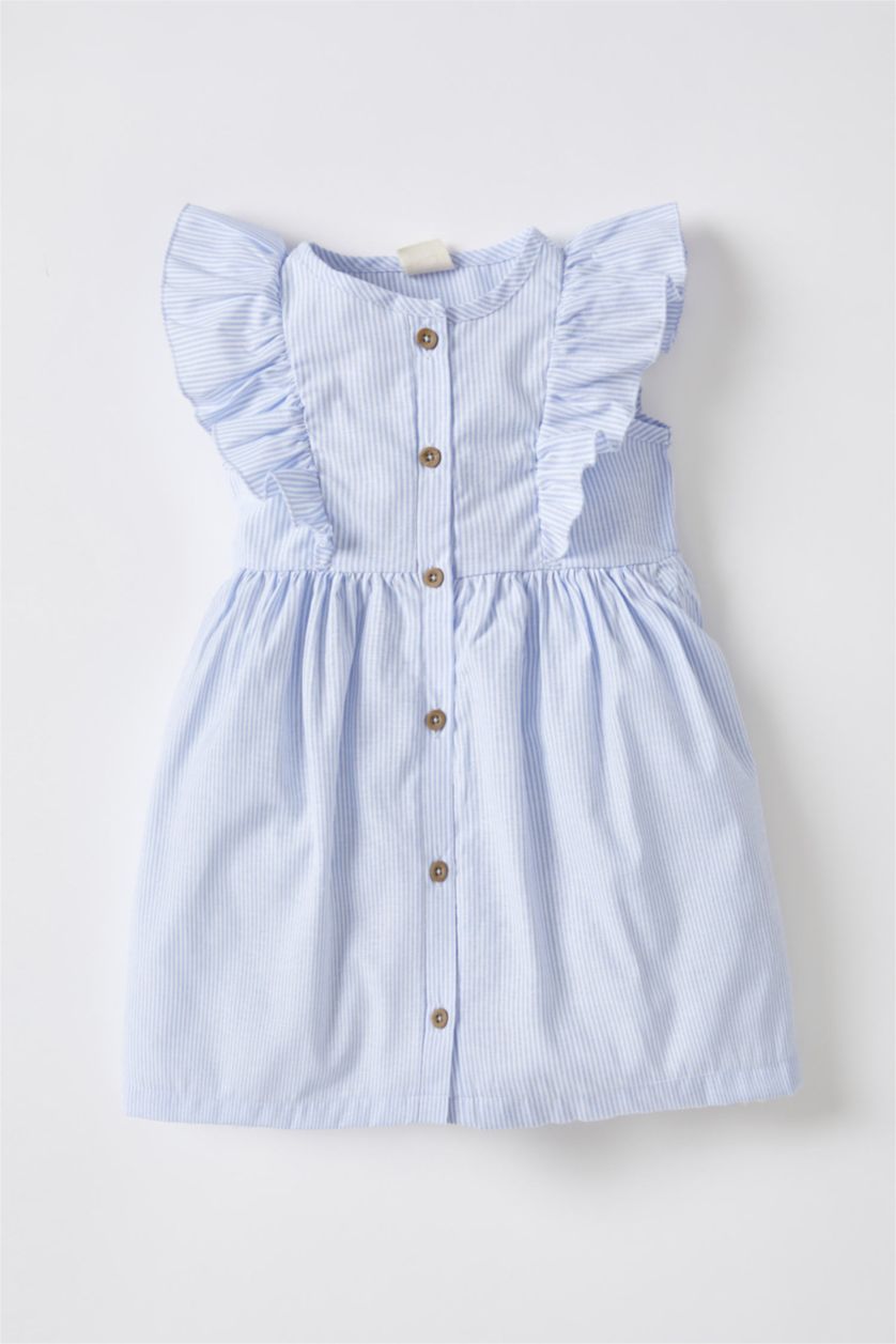 BÉBÉ FILLE Beige Robe en popeline rayée sans manches à col rond bébé fille