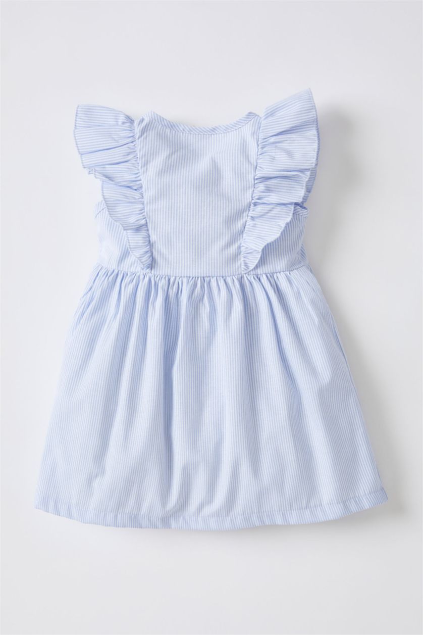 BÉBÉ FILLE Beige Robe en popeline rayée sans manches à col rond bébé fille