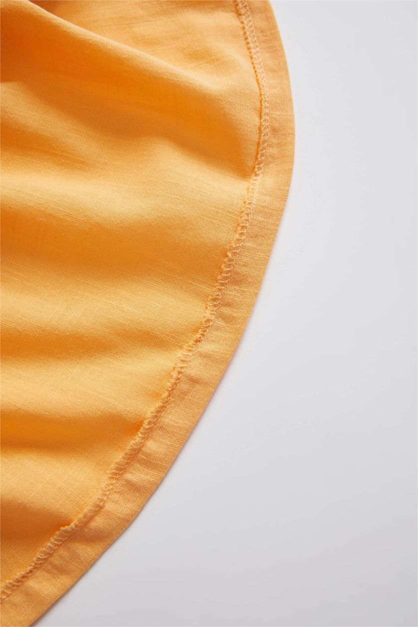 BÉBÉ FILLE Orange Clair Robe aspect lin boutonnée à col rond bébé fille