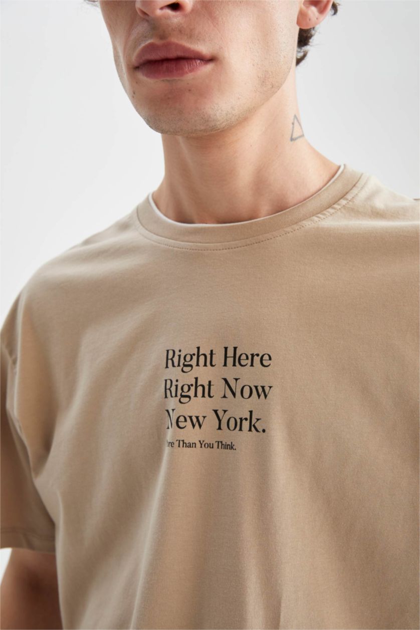 رجال بيج تي شيرت قطن اوفر سايز  بياقة مستديرة