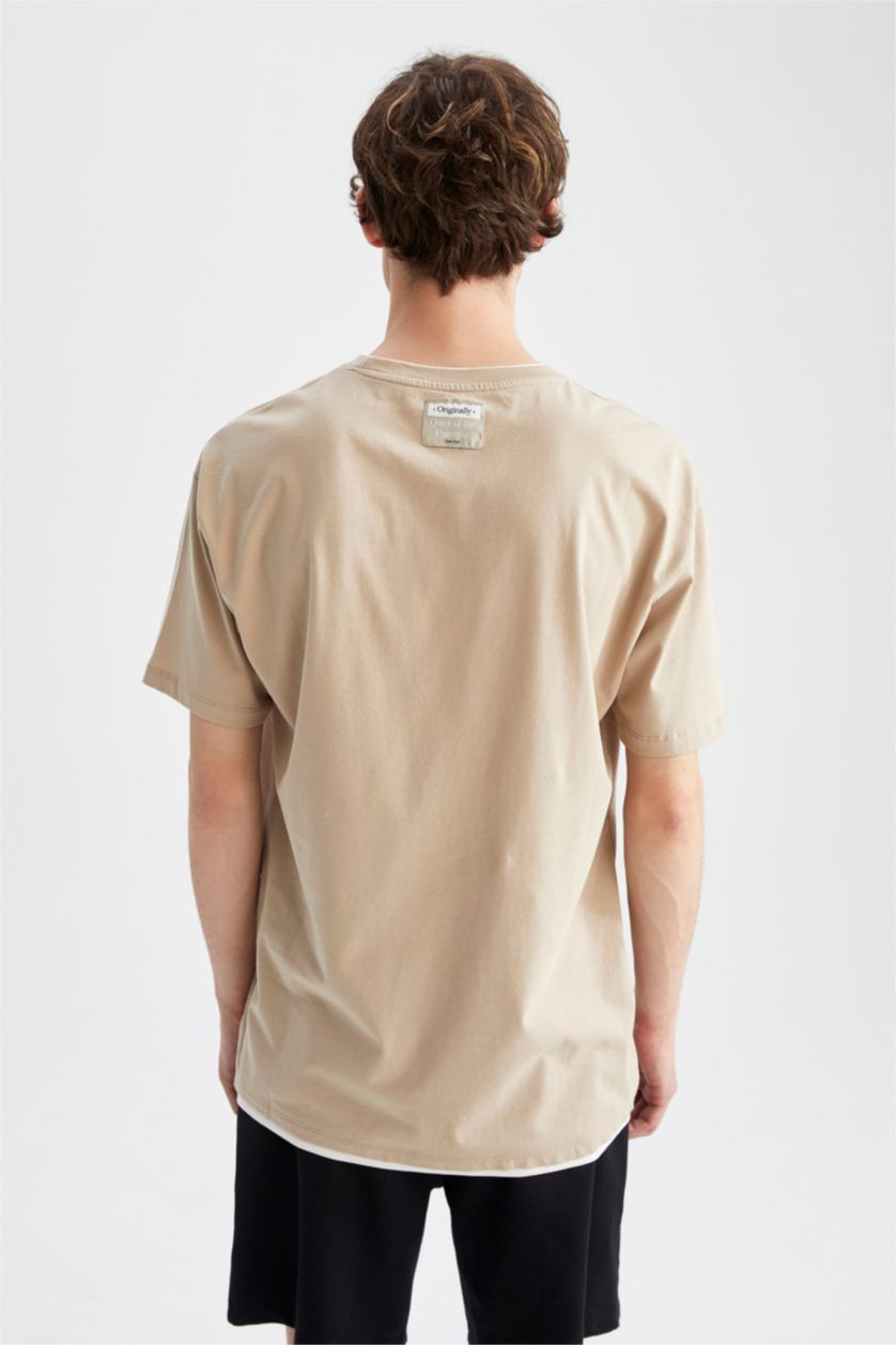 رجال بيج تي شيرت قطن اوفر سايز  بياقة مستديرة