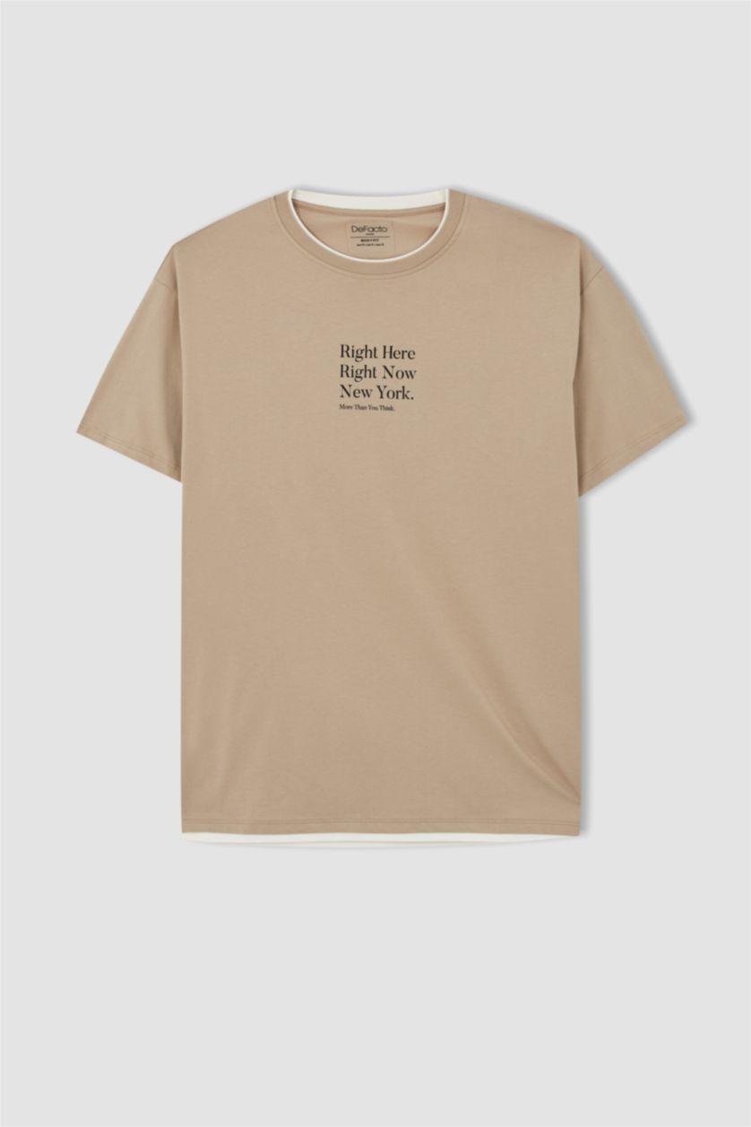 رجال بيج تي شيرت قطن اوفر سايز  بياقة مستديرة