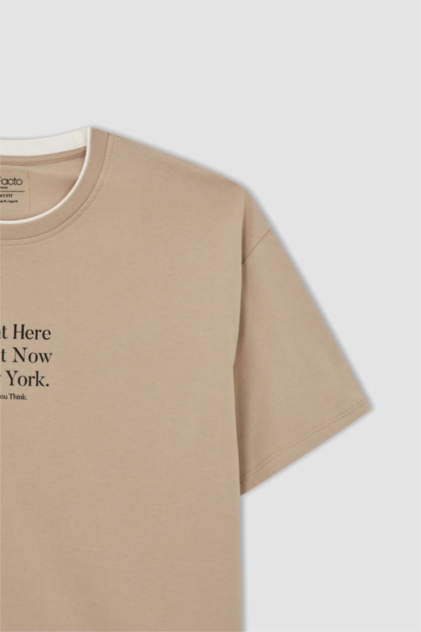 رجال بيج تي شيرت قطن اوفر سايز  بياقة مستديرة