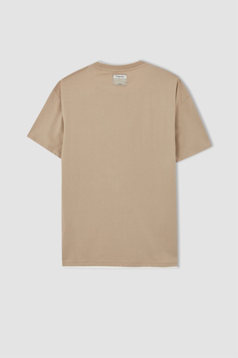 رجال بيج تي شيرت قطن اوفر سايز  بياقة مستديرة