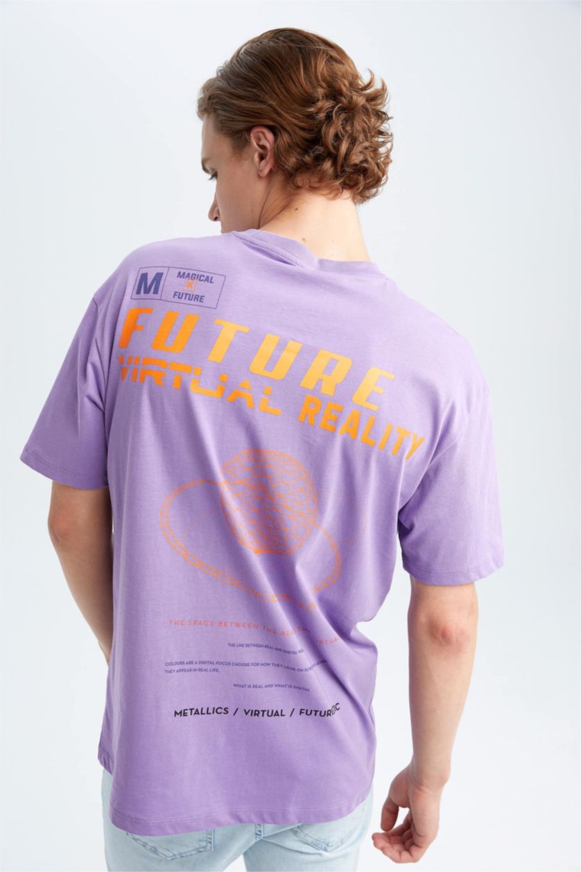 HOMME Violet T-shirt à manches courtes Coupe boxy Col rond