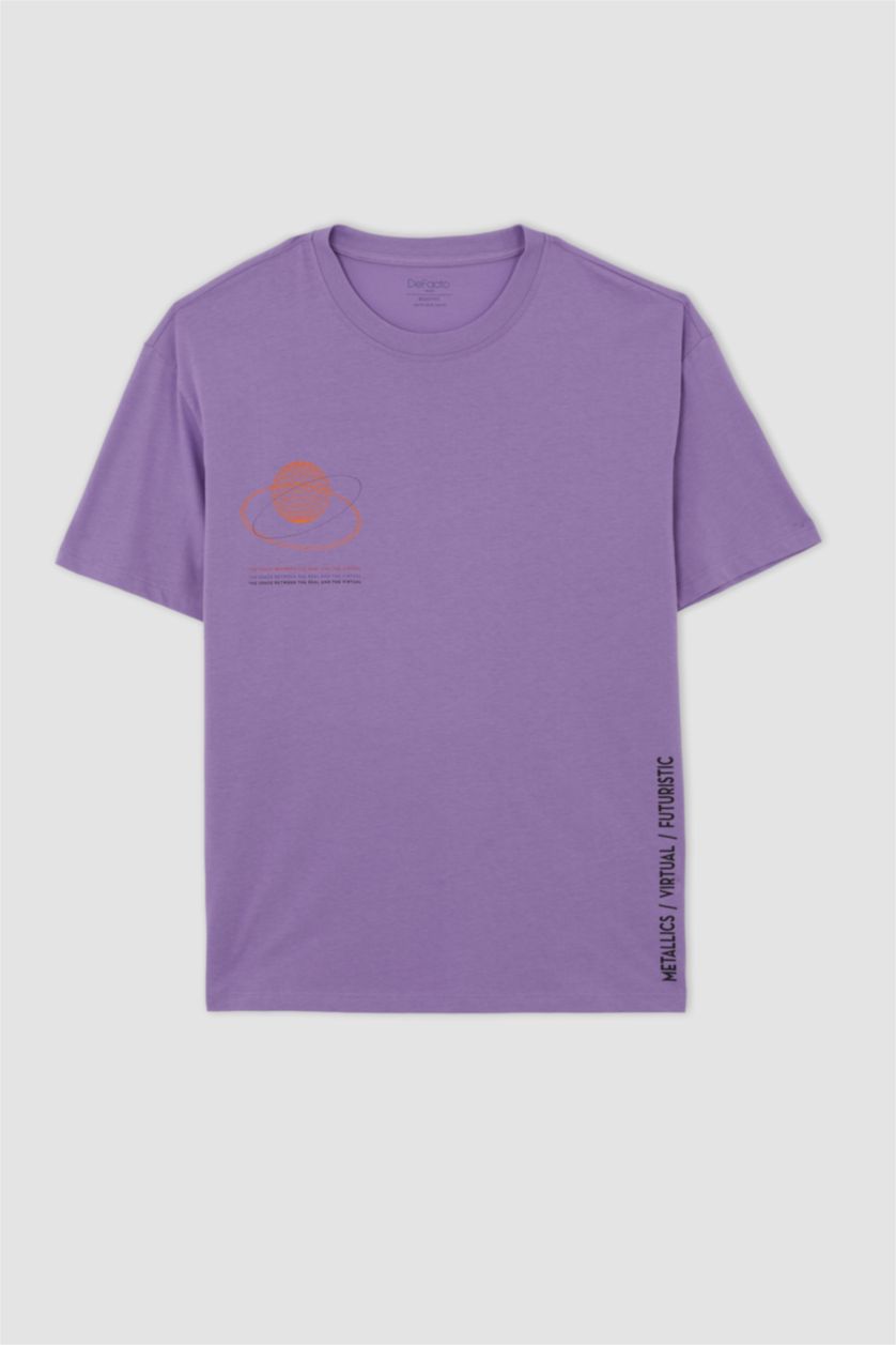 HOMME Violet T-shirt à manches courtes Coupe boxy Col rond