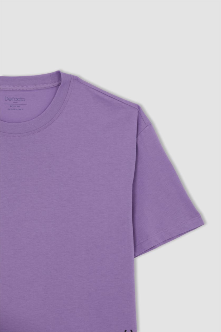 HOMME Violet T-shirt à manches courtes Coupe boxy Col rond
