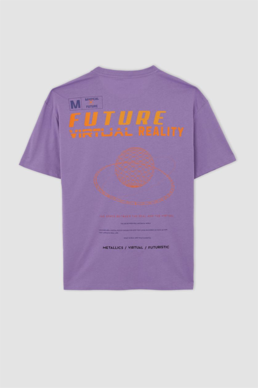 HOMME Violet T-shirt à manches courtes Coupe boxy Col rond