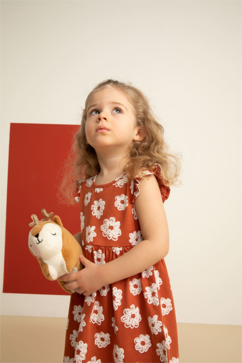 BÉBÉ FILLE Orange Robe sans manches en coton à motifs floraux coupe régulière pour bébé fille