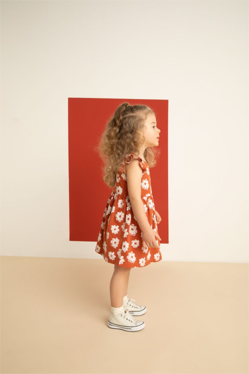 BÉBÉ FILLE Orange Robe sans manches en coton à motifs floraux coupe régulière pour bébé fille