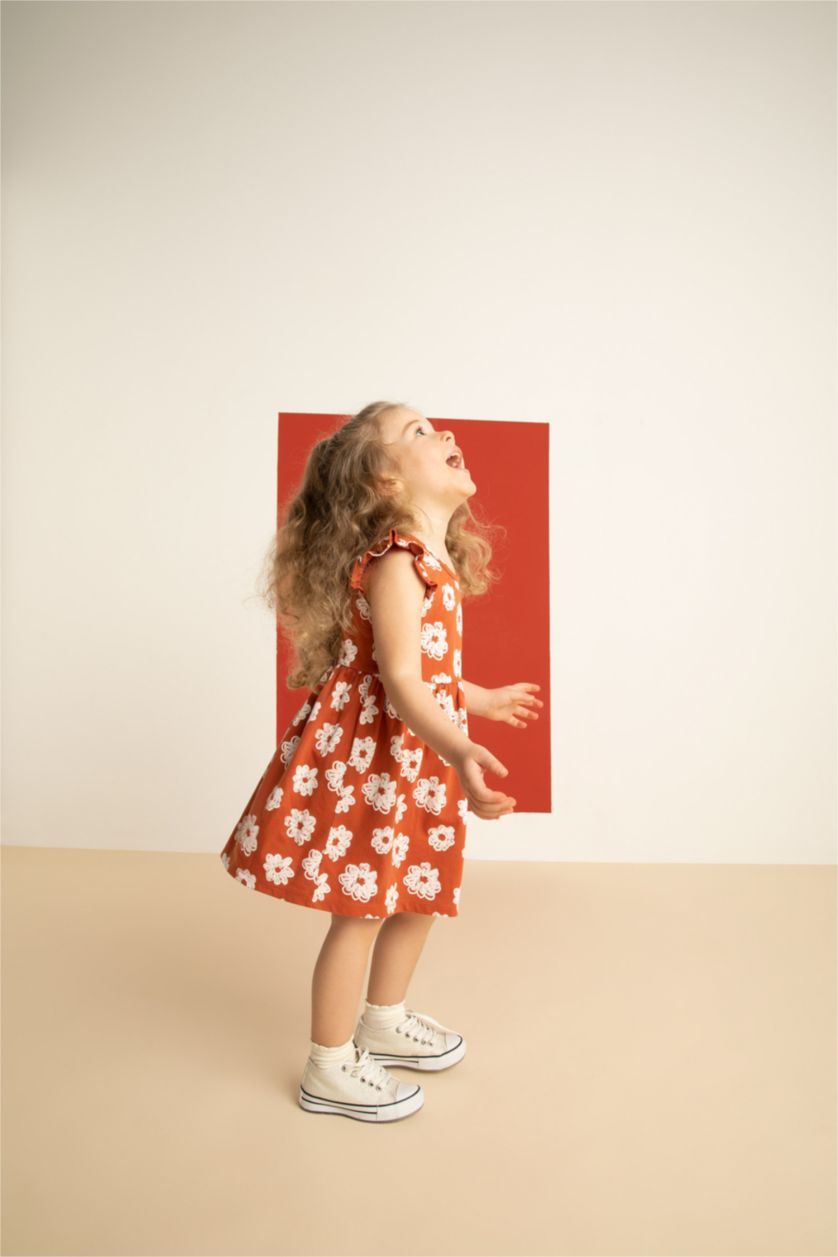 BÉBÉ FILLE Orange Robe sans manches en coton à motifs floraux coupe régulière pour bébé fille