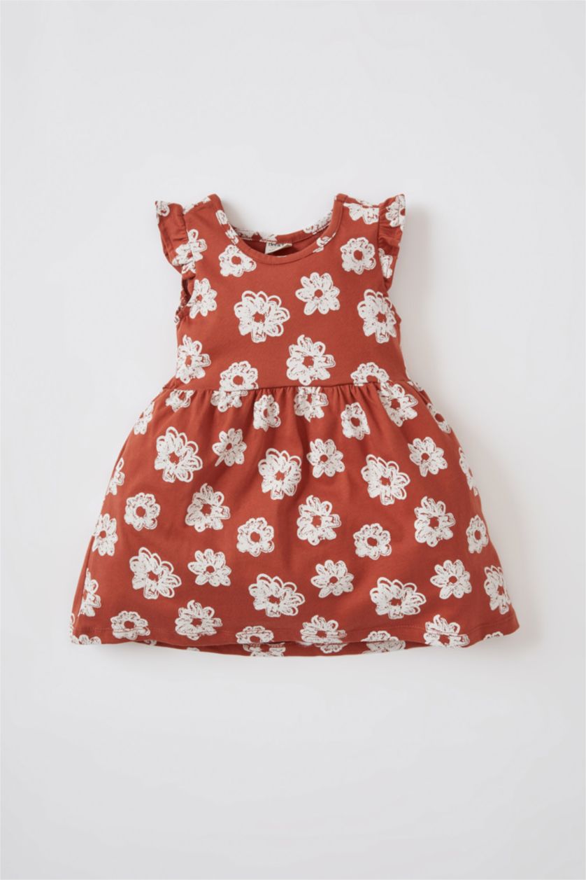 BÉBÉ FILLE Orange Robe sans manches en coton à motifs floraux coupe régulière pour bébé fille