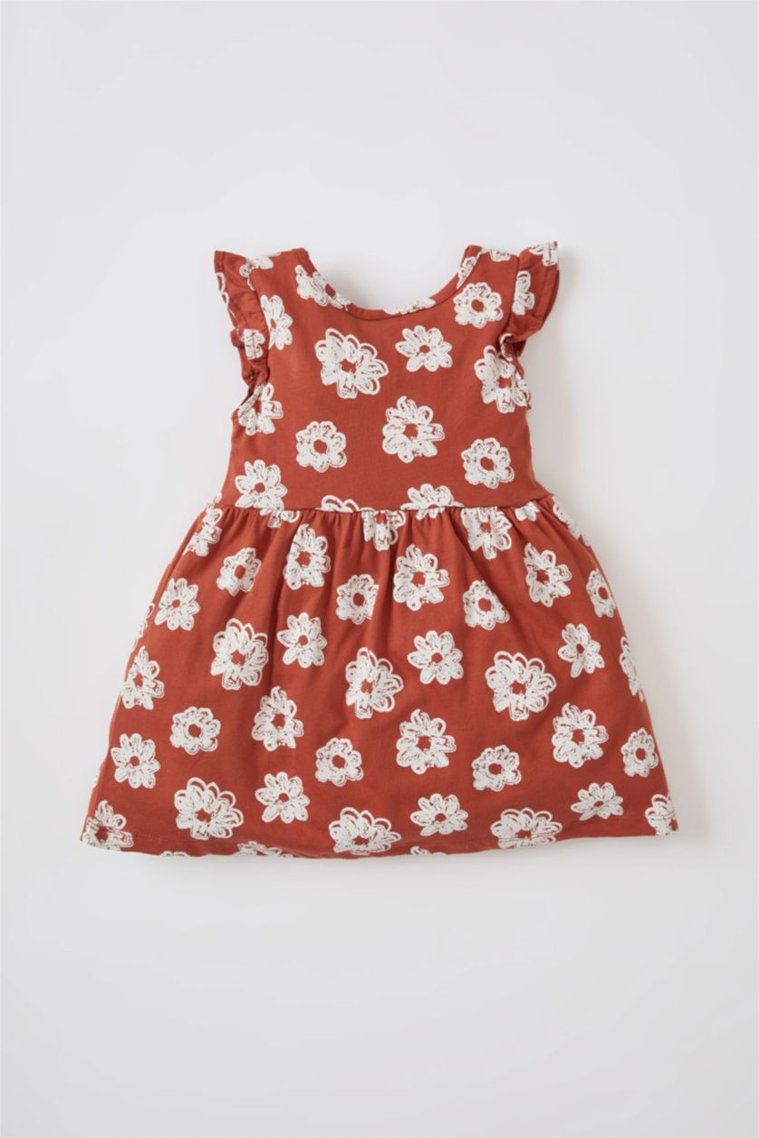 BÉBÉ FILLE Orange Robe sans manches en coton à motifs floraux coupe régulière pour bébé fille