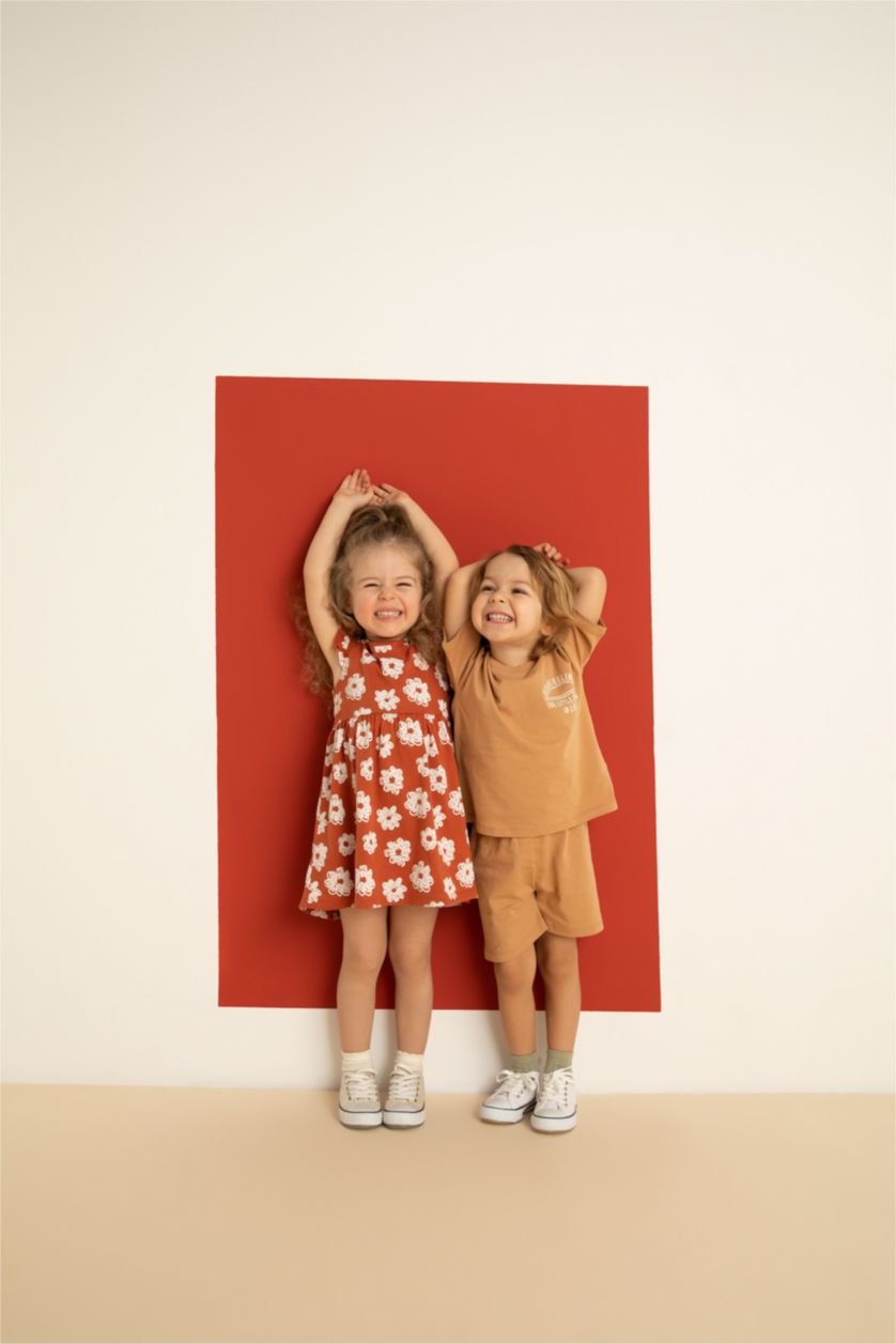 BÉBÉ FILLE Orange Robe sans manches en coton à motifs floraux coupe régulière pour bébé fille