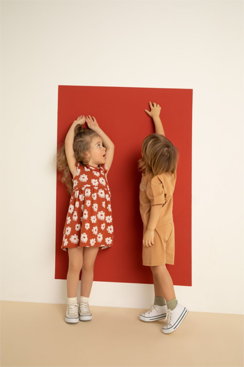 BÉBÉ FILLE Orange Robe sans manches en coton à motifs floraux coupe régulière pour bébé fille