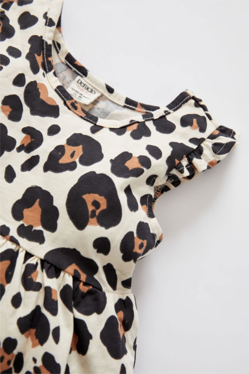 BÉBÉ FILLE Orange Clair Robe en coton sans manches à motif léopard pour bébé fille