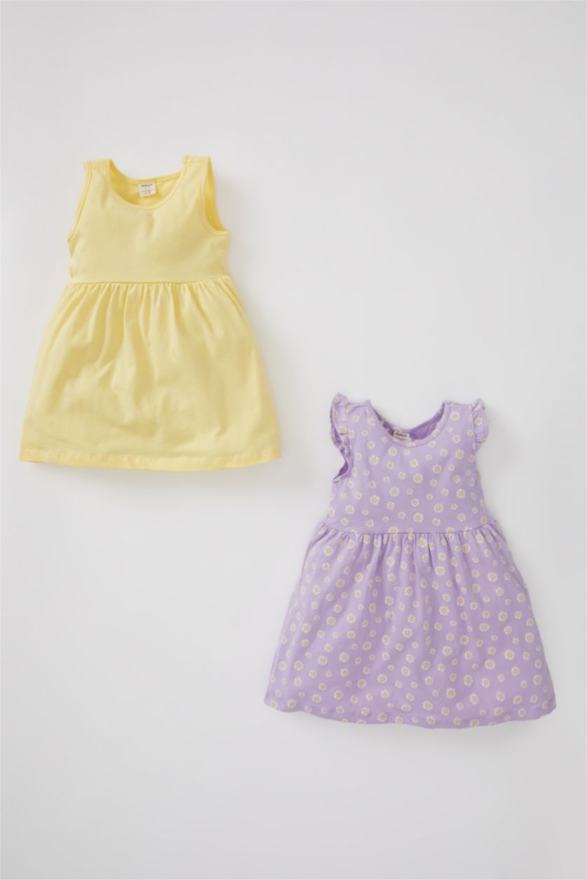 BÉBÉ FILLE Violet Clair Robe en coton 2 pièces sans manches à motifs floraux pour bébé fille