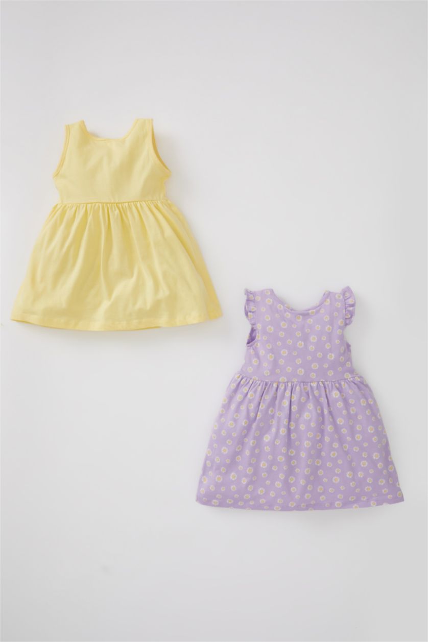 BÉBÉ FILLE Violet Clair Robe en coton 2 pièces sans manches à motifs floraux pour bébé fille