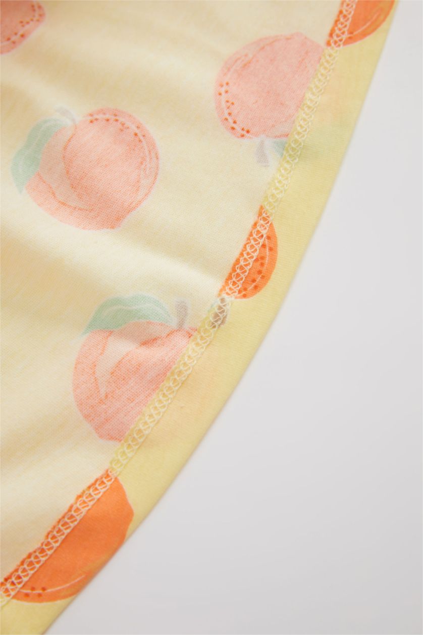 BABY GIRL Light Yellow Baby Girl Orange Patterned Sleeveless 2 Piece Cotton Cotton Dress