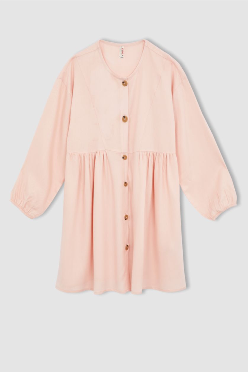 Девочки и подростки Розовый Платье на пуговицах с круглым вырезом для девочек